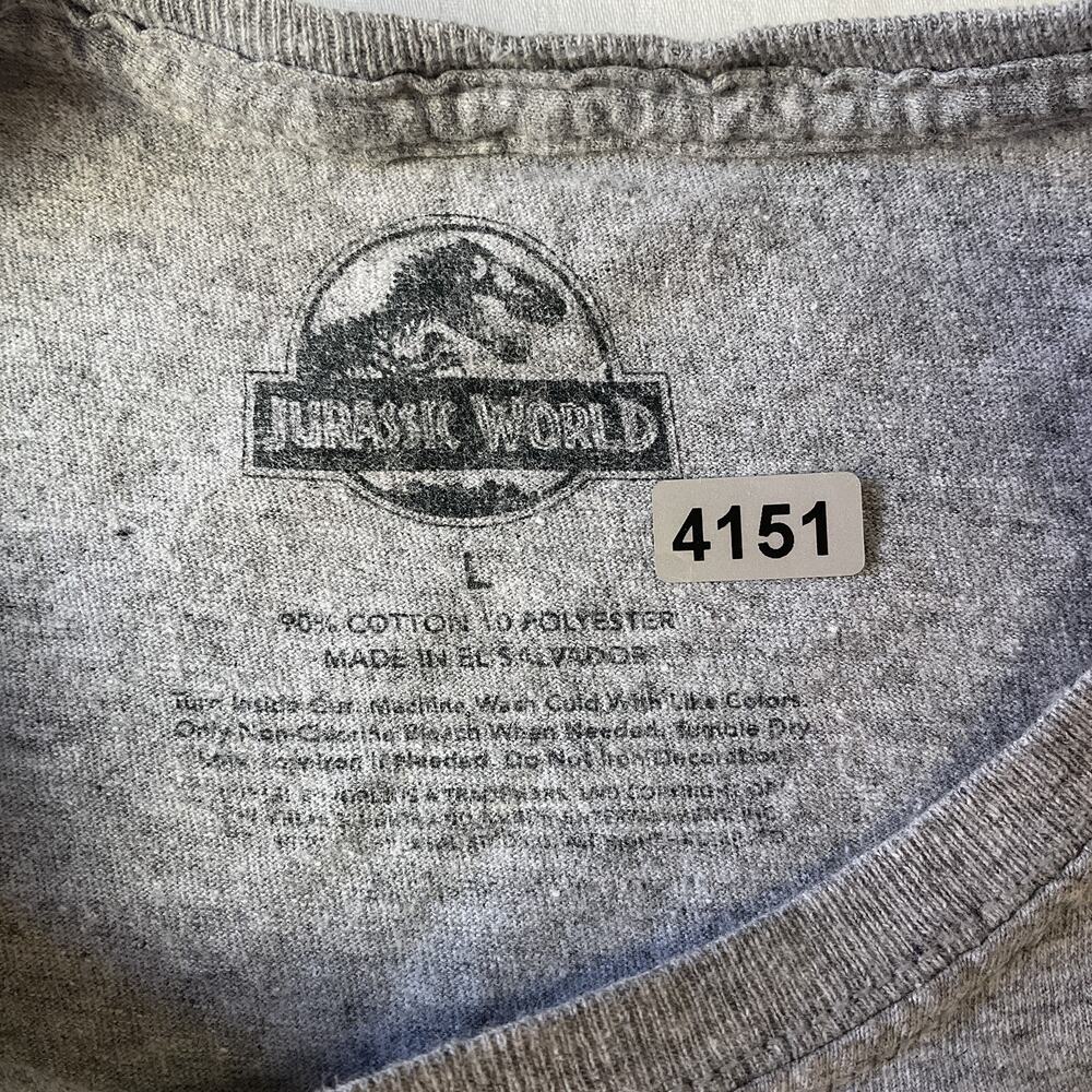 Jurassic World Women Shirt L Gray Jurassic Park Dinosaur Graphic Print ShortSlee - Picture 2 of 7